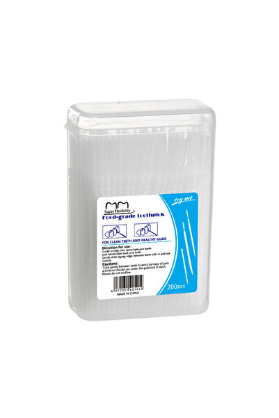 Choice4 فرشاة أسنان بيضاء 200 قطعة من أعواد الأسنان البلاستيكية المعبأة للاست...