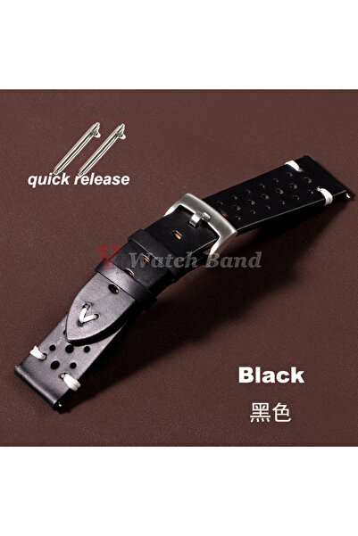 Choice حزام من الجلد الأصلي الفاخر باللون الأسود مقاس 20 مم، مقاس 20 مم و22 م...