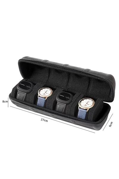 Choice 4 Slot Black Watch Box Organizer For Men Or Women，watch Travel Case Portable Storage Watch Display H