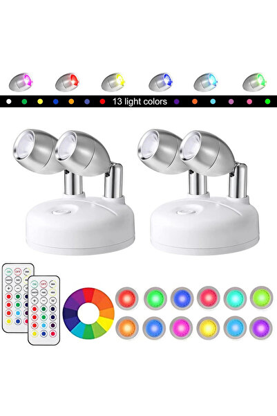 Choice كشاف LED لاسلكي يعمل عن بعد برأسين أبيضين، كشاف LED قابل للدوران، يعمل...