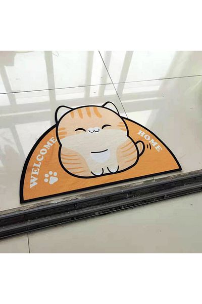 Choice 40cmx60cm Yellow cat Semicircular Cartoon Door Mat Welcome Entrance Rugs for Home Small Carpet for B