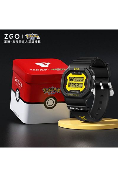 Choice Black Zgo Pokemon Pikachu Watch Men's Sports Waterproof Student Trend Pikachu Quartz Electronic Watc