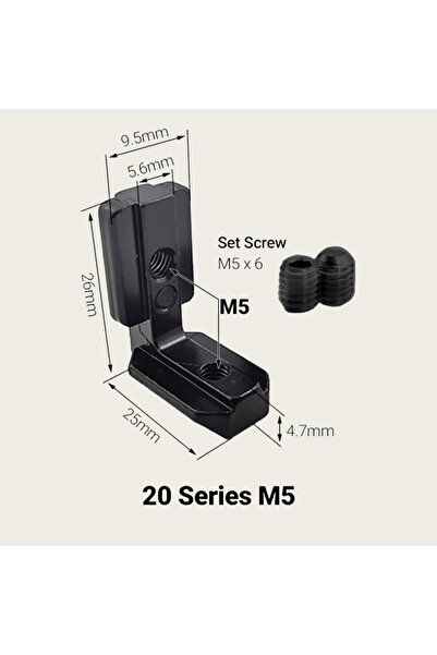 Choice 20-M5 أسود 10 قطع 2020 3030 4545 4040 سلسلة دعامة داخلية مخفية على شكل...