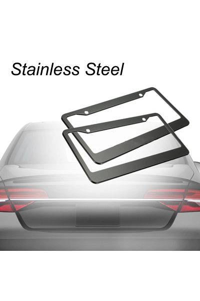 Choice 2pcs 12in X 6in Stainless Steel Car Auto License Plate Frame Covers Kit