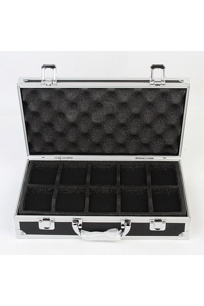 Choice 10 slots black 10/12/18 Grid Aluminum Alloy Black Watch Storage Box Jewelry Collection Box Portable