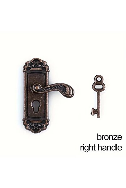 Choice مقبض برونزي أيمن على طراز ريترو بمقياس 1/12 لقفل بيت الدمية ومجموعة مف...
