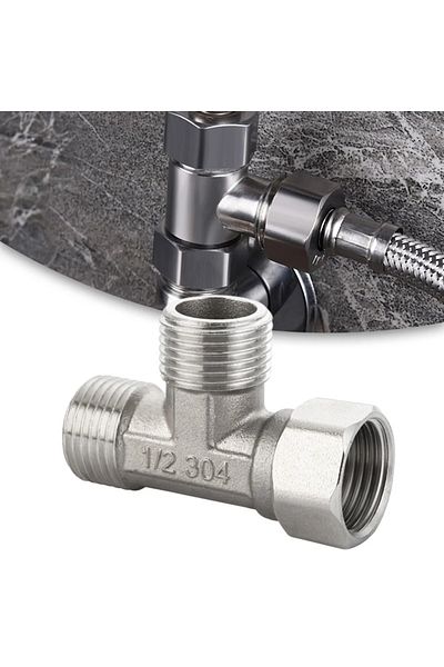 Choice صمام تحويل T من الفولاذ المقاوم للصدأ G1/2" صمام T ثلاثي الاتجاه لتركيب رشاش بيديه الحمام...
