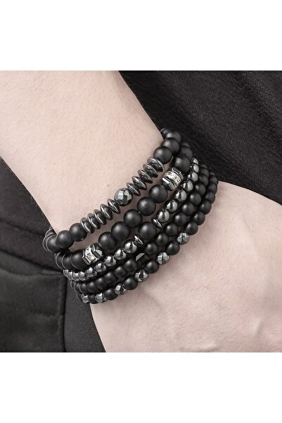 Choice 5PCs 5Pcs/Set Couples Matte Bracelets Fashion Natural Stone Multi-laye...