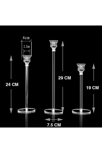 Choice مجموعة من 3 حاملات شموع كريستالية من الأكريليك لطاولة الطعام وحامل شمو...