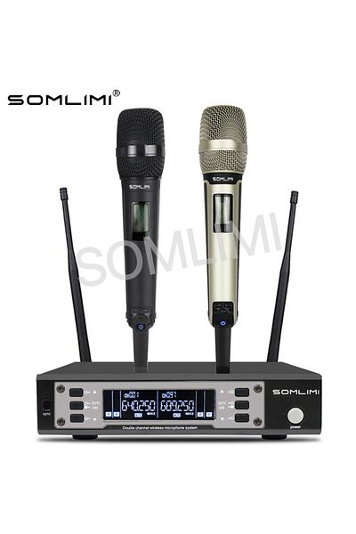 Choice Black gold-EU plug SOMLIMI EW135G4 UHF Dual Channels Profession Wireless Microphone System Stage Per