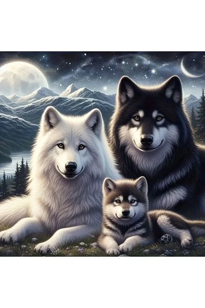 huacan Full Round 30x30cm 4369 Diamond Mosaic Wolf Full Round Painting Animal Embroidery Rhinestones