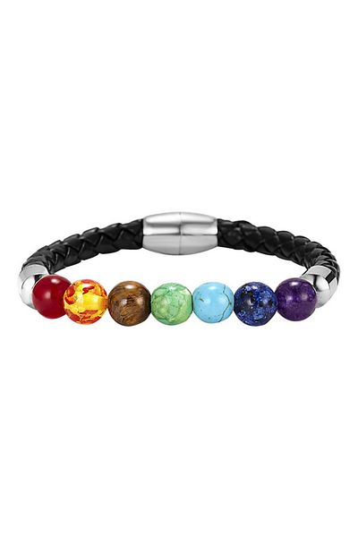 Choice 19.5cm style 4 1pcs Bracelet For Men And Women Volcanic Stone Hand Beaded Colored Stone Stretch Hand
