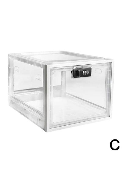 KITPIPI Transparent Refrigerator Food Transparent Storage Box With Combination Lock Medicine Box Compact San