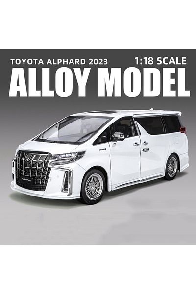 Choice White Big 1/18 Alphard Alloy Cars Model Toy Door Opened Simulation MPV Car Toys with Sound and Light
