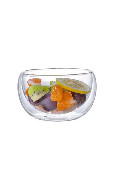 Choice 300ml 300/500ml Clear Double Layer Glass Bowl Heat-resistant Fruit Salad Bowl Kitchen Glassware For