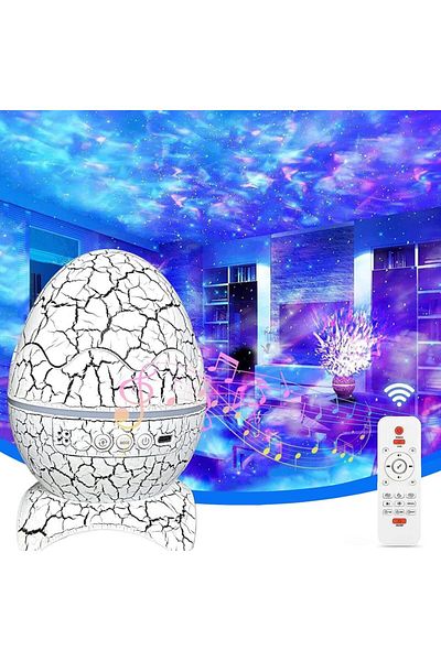 Choice Large Crack White Dinosaur Egg Galaxy Projector - Space Buddy Star Projector Night Light For Kids Ad