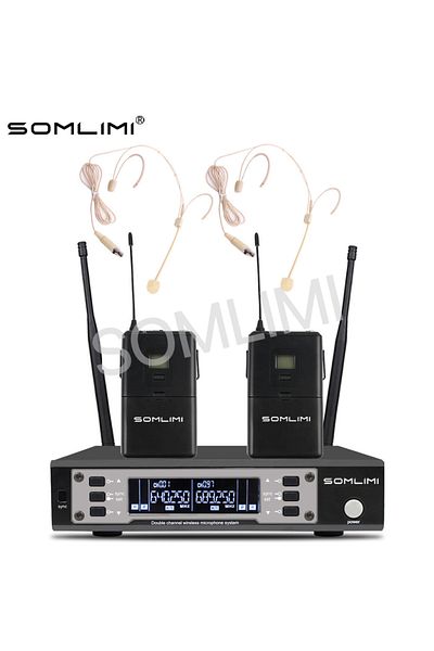 Choice Headset-EU plug SOMLIMI EW135G4 UHF Dual Channels Profession Wireless Microphone System Stage Perfor