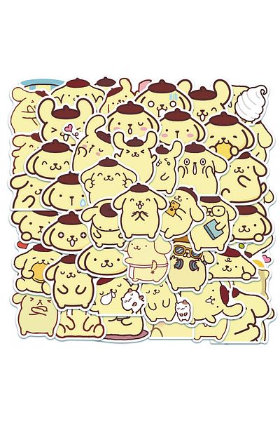 Choice 50pcs 10/30/50pcs Cartoon Pompom Purin Sanrio Stickers Funny Kawaii Anime Sticker For Scrapbooking S