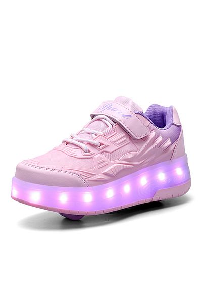 ETG Roller Shoes USB Charge Girls Boys Sneakers with Wheels LED Roller Skates Shoes