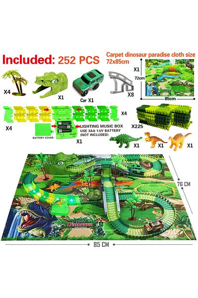 Choice 252PCS Track Set Dinosaur Railway Toy Car Kids Track Racing Track Toys Set Bend Flexible Race Track