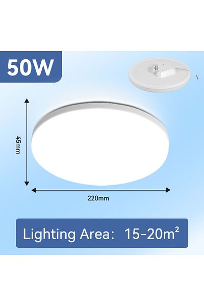 Choice 1pc Cold White(6000K) 50w (22CM) Round Led Ceiling Lamp Energy Saving 50w 30w 20w 15w Simple Style L