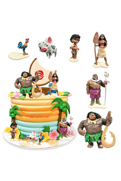 Choice1 6 قطع من زينة كعكة موانا، لوازم حفلات بطابع موانا، زينة كعكة عيد ميلاد لحفلات أعياد الميلاد في هاواي