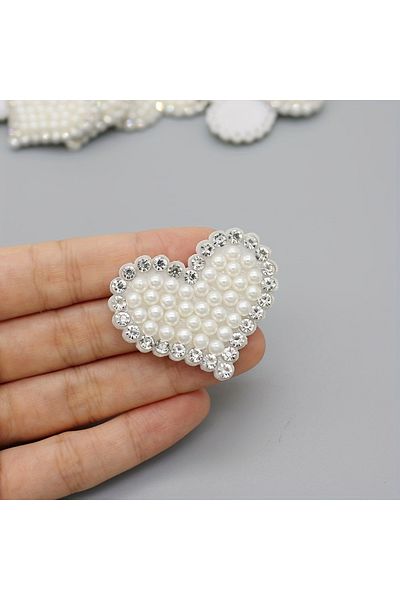 Choice 12Pcs 42MM Star Heart 3D Pearl Rhinestone Applique for DIY Clothes Crafts Decor Patches Headwear...
