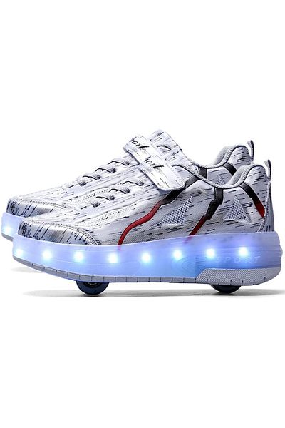 ETG USB Chargable LED Light Up Roller Shoes Wheeled Skate Sneaker Shoes for Boys Girls Kids
