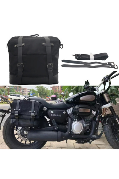 Choice حقيبة سرج دراجة نارية سوداء 1 ريترو حقيبة جانبية مقاومة للماء للدراجات...