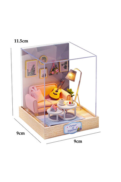 Choice QT-025 مع غطاء DIY بيت دمية خشبي مصغر طقم بناء منزل صغير مع الأثاث