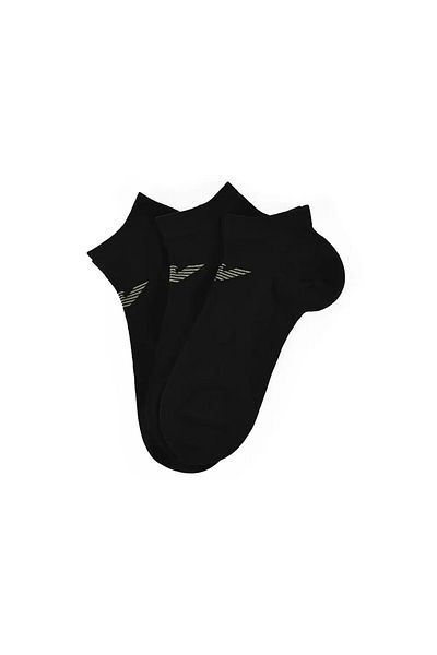 Emporio Armani Ανδρικές κάλτσες Jacquard Eagle Logo εύκαμπτες βαμβακερές 3 συσκευασιών μαύρες κάλτσες EM 000550   AF12271-MC061