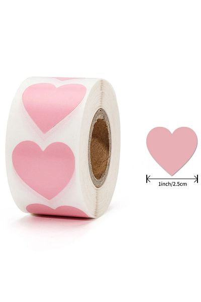 Choice C158 500Pcs/Roll DlY Writing Pink Heart Stickers 2.5cm/1.0in DlY Decoration Perfect For Notebook PC