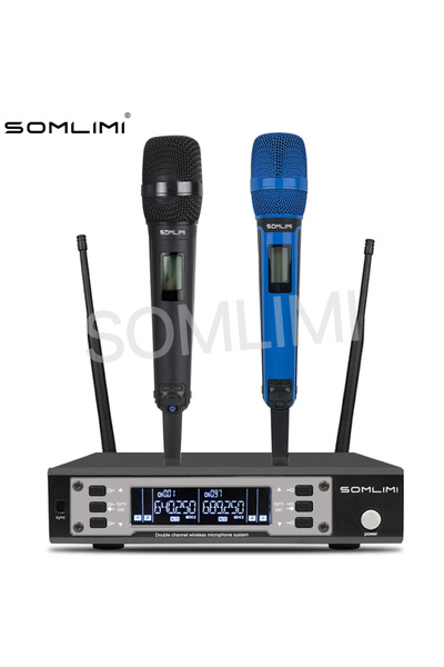 Choice نظام ميكروفون لاسلكي احترافي ثنائي القنوات UHF من SOMLIMI EW135G4 بالل...