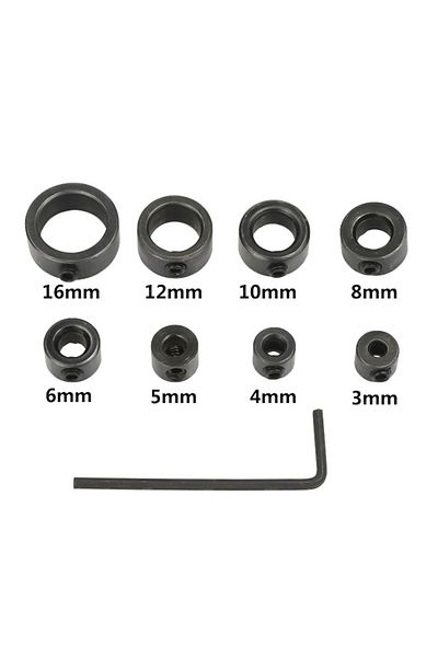 STONEGO 8pcs STONEGO 8pcs 3mm-16mm Woodworking Drill Locator Drill Bit Depth Stop Collars Ring Limit Ring Fo