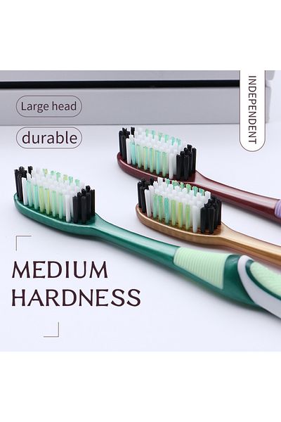 Choice 6 Pieces Medium Hard Bristle Toothbrush 6 Independent Packages For Adults Medium Bristle Toothbrus F