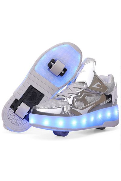 ETG Kids LED USB Charging Roller Skate Shoes with Wheel Shoes Light up Roller Shoes Rechargeable