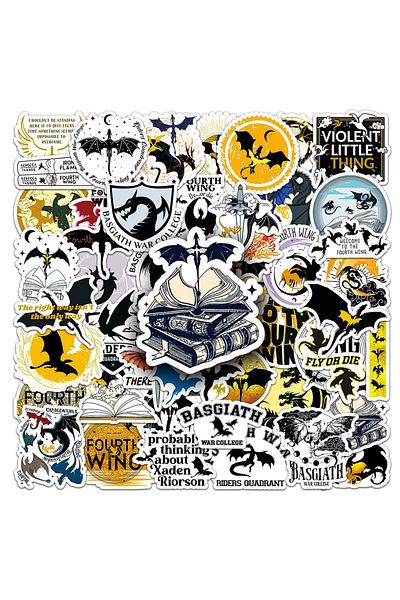 Choice 10PCS 10/30/50pcs Fourth Wing Fantasy Novel Cartoon Stickers Cool Dragon Waterproof Sticker for Kid