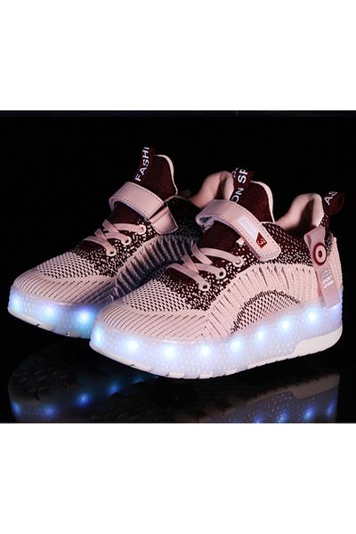 ETG Roller Shoes USB Charge Girls Boys Sneakers with Wheels LED Roller Skates Shoes