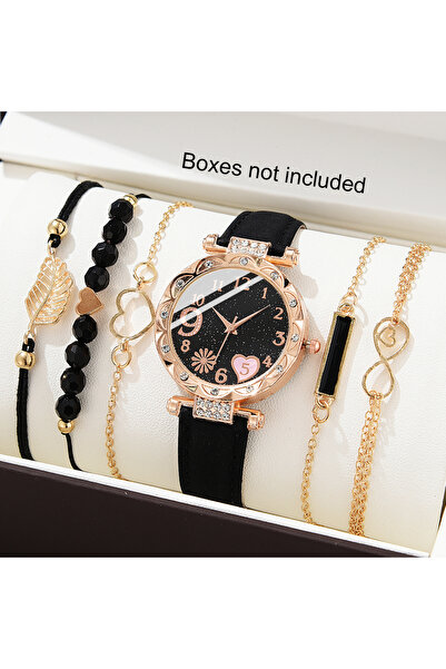 Choice XR5144-C-H376 6PCS Set Watch For Women Luxury Leather Analog Ladies Quartz Wrist Watch Fashion Brace