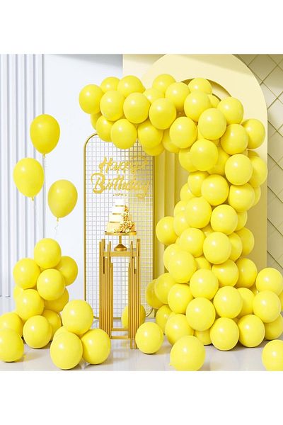 BALON DİYARI 25 Yellow Color Balloons – Helium Compatible, Quality and Durable