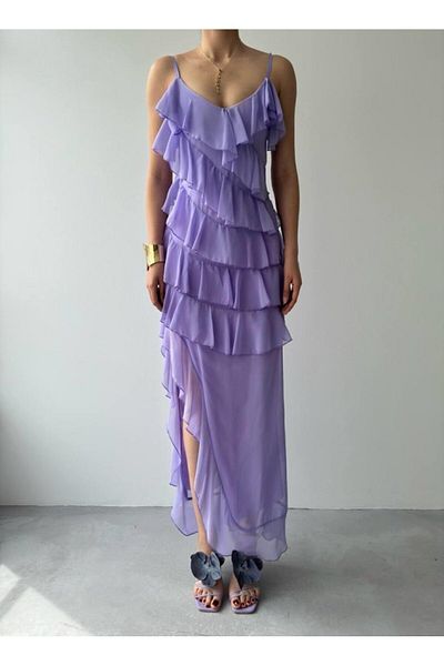İpeksi Silky Ples Slit Detail Dress