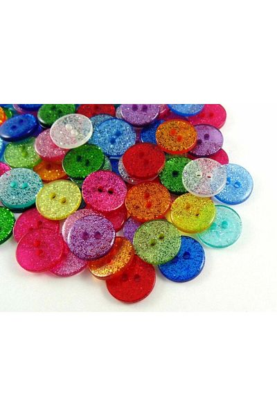 Choice 19mm Multi Mix 50pcs 13mm/15mm/19mm Glitter Resin Round Buttons 2 Holes Sewing Accessories Sparkle E