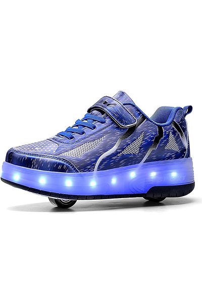 ETG USB Chargable LED Light Up Roller Shoes Wheeled Skate Sneaker Shoes for Boys Girls Kids