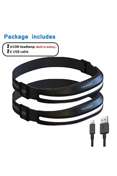 Choice Black 2PC Powerful Portable COB Headlamp USB Rechargeable Red and Whit...