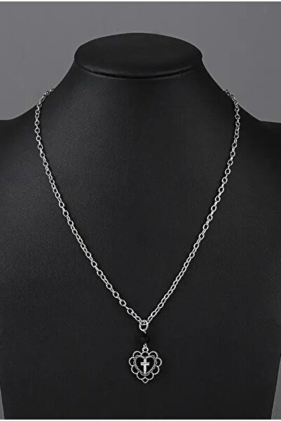 AAcc. Paslanmaz Çelik Zincirli Haç Kalp Objeli Kolye