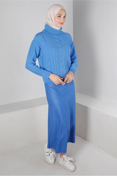 Alvina Pulover tricotat cu guler rotit cu detalii - 43134