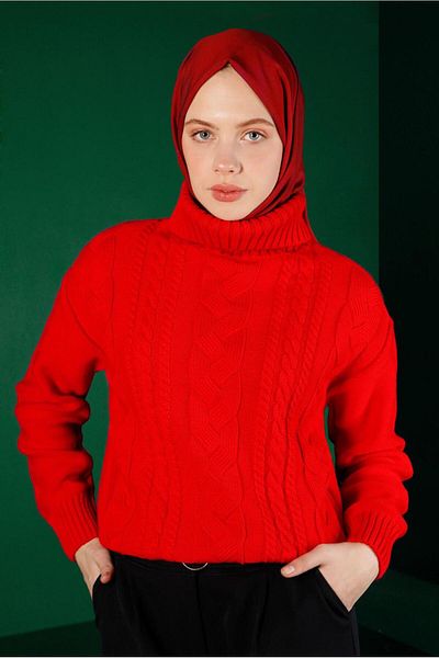 Alvina Pulover tricotat cu guler rotit cu detalii - 43134