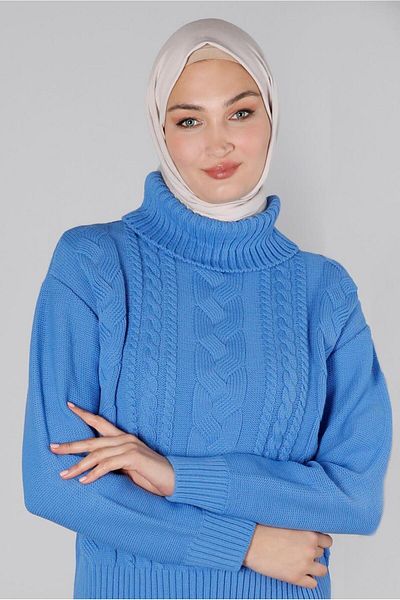 Alvina Pulover tricotat cu guler rotit cu detalii - 43134