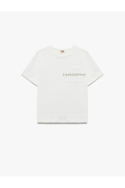 Koton Printed Pocket Detailed Crew Neck Cotton Short Sleeve T-Shirt