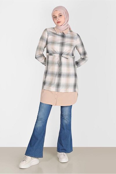 Alvina BELI DURNED PLAID PATTERN TUNIC 42738